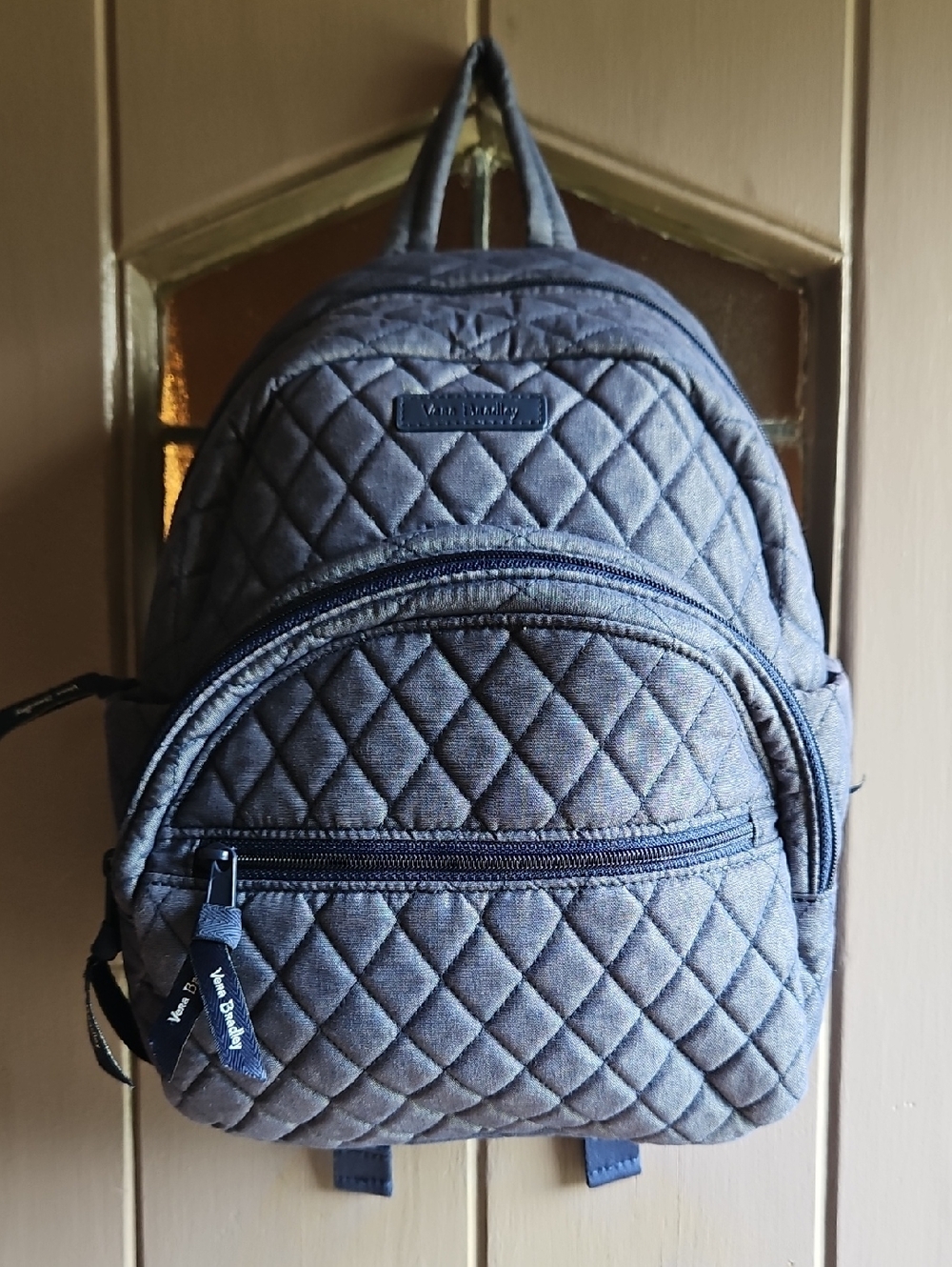 Vera Bradley Quilted Denim Blue Mini Backpack